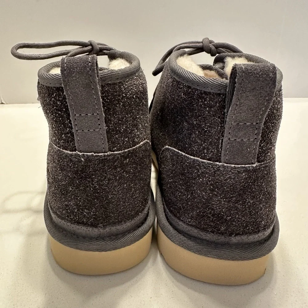 UGG Men's Neumel Shaggy Suede Chukka Boot Lace-up Shoe Dark‎ Grey #1158219 Sz 9